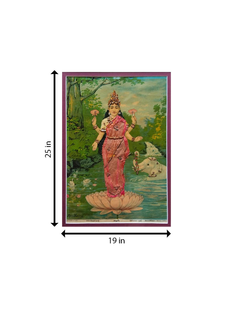 Goddess Lakshmi in Nature's Abundance in Oleograph by Raja Ravi Varma 