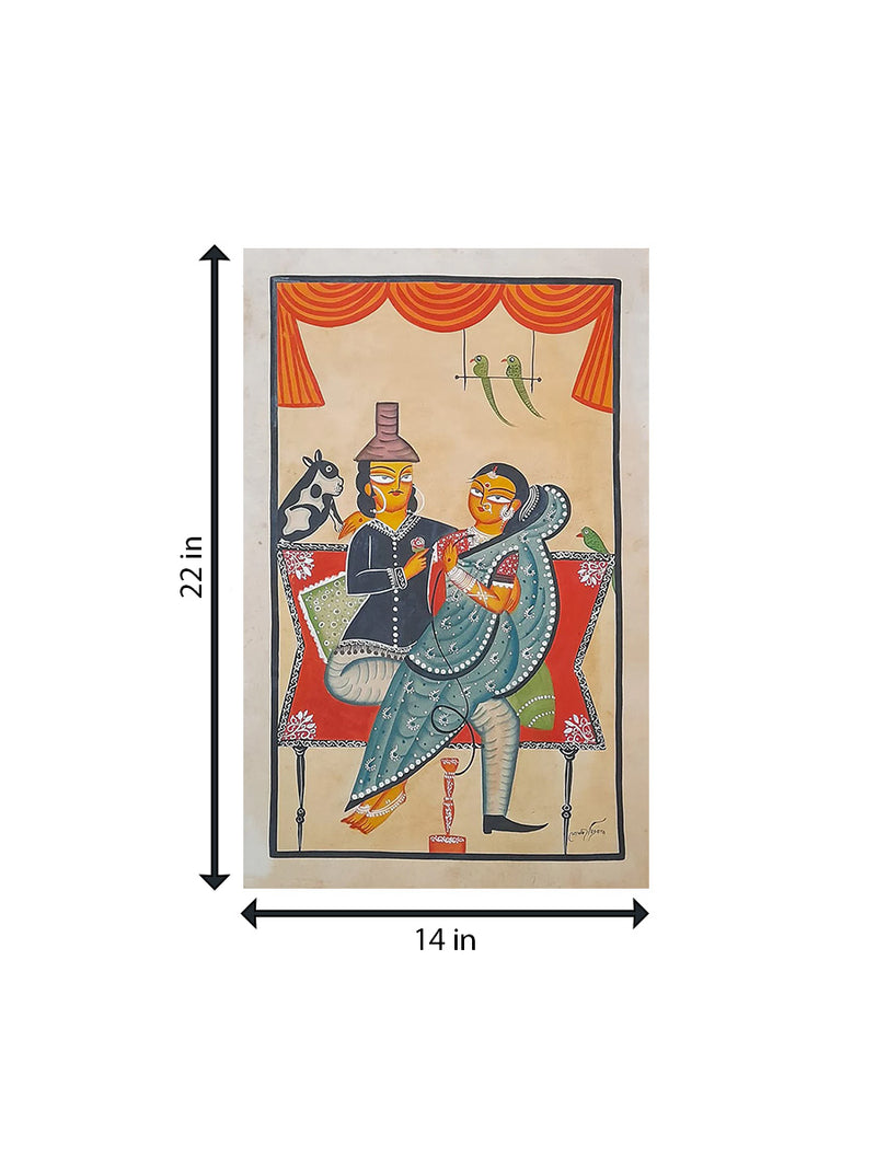 In the Embrace of Togetherness: A Kalighat Painting of Leisure and Love by Sonali Chitrakar