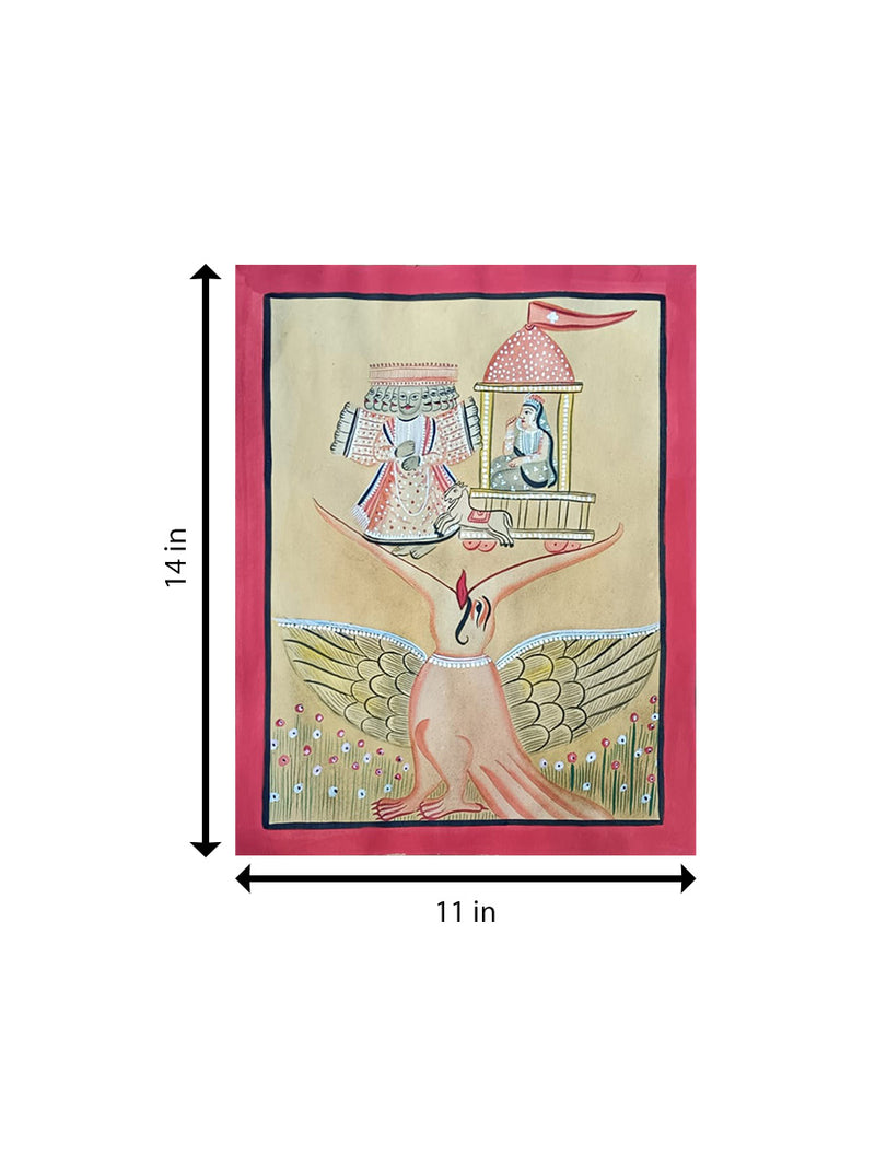 Jatayu confronting Ravana In Kalighat by Manoranjan Chitrakar for Sale