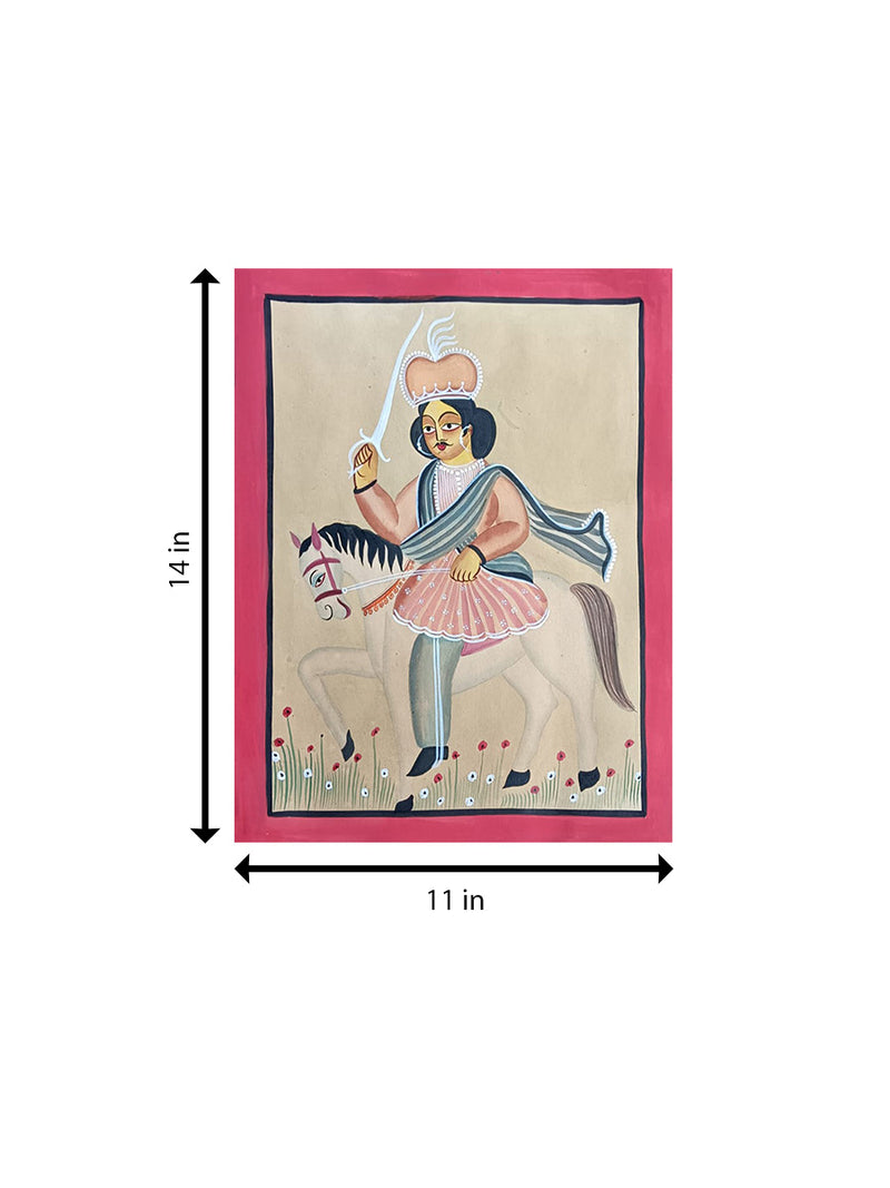 King Riding a Horse In Kalighat by Manoranjan Chitrakar