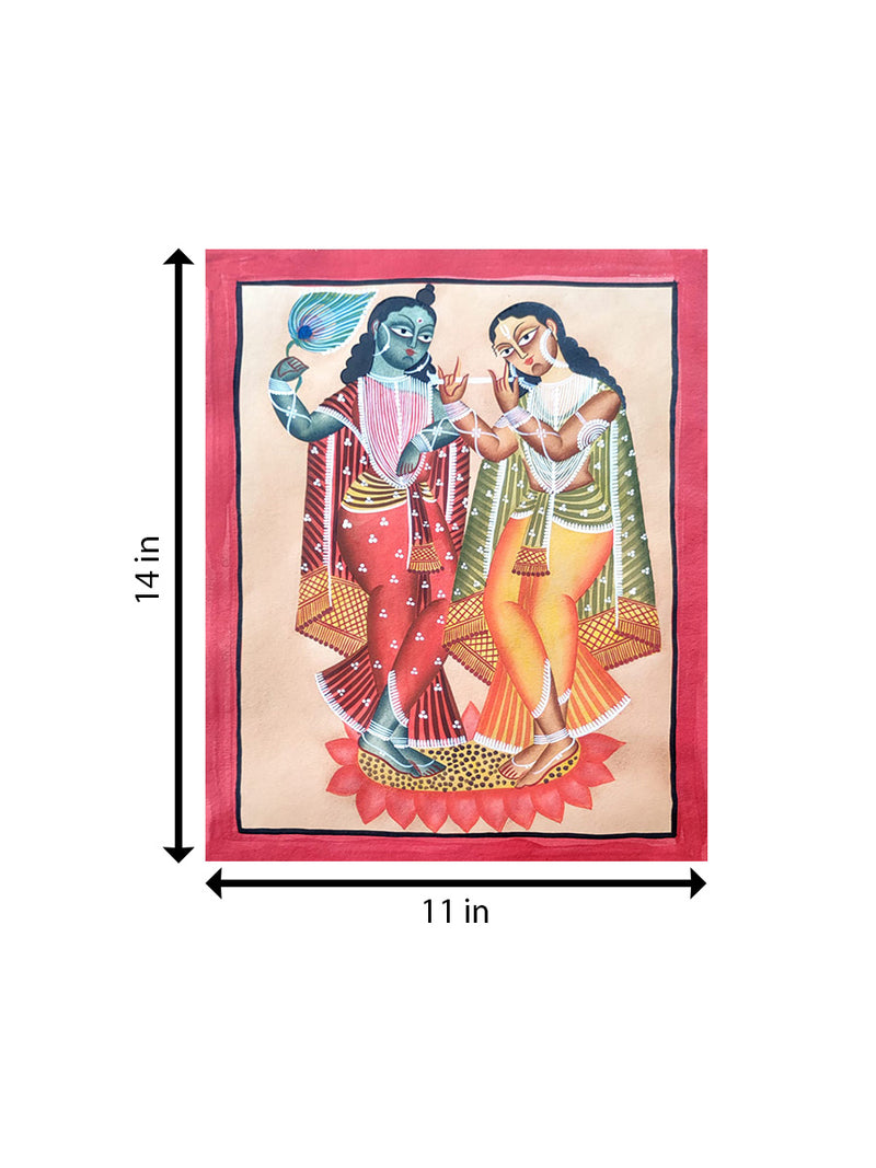 Lord Krishna and Radha in Kalighat by Hasir Chitrakar for Sale