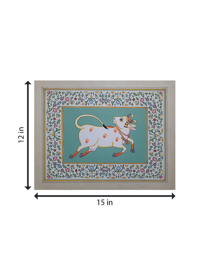 Majestic Cow in Pichwai by Shehzaad Ali Sherani For Sale