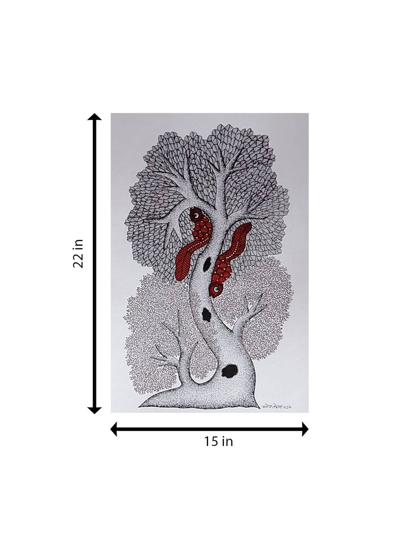 Buy Authentic Gond Painting Of Majestic Tree Online by Indian Artist