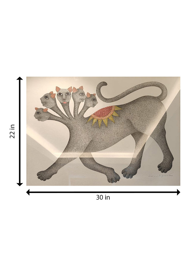 Order Marvels of the Nature: Multi-faced Tiger in Gond Art by Venkat Shyam