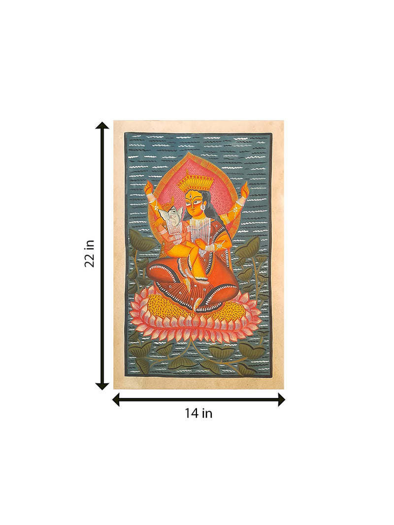 Maternal Love: Nurturing devotion of devotion Khalighat Painting by Sonali Chitrakar for Sale