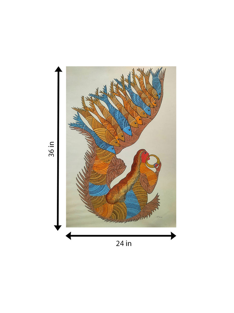 Mermaid In Gond by Sukhiram Maravi
