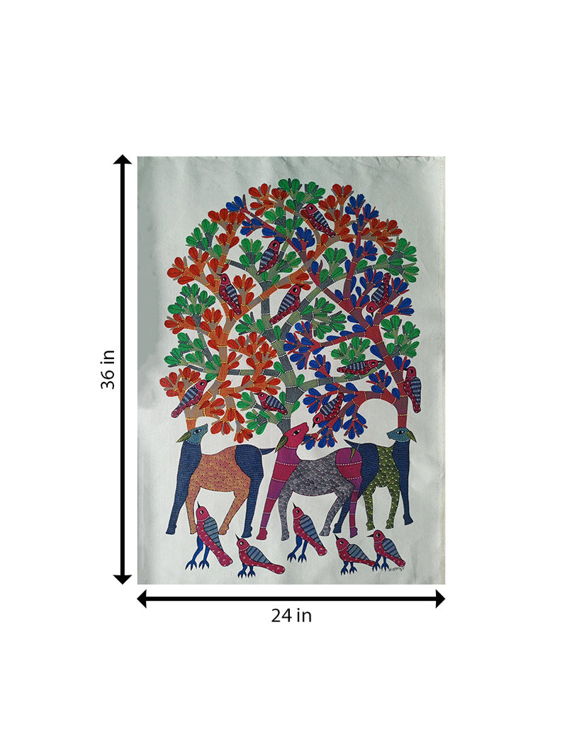 Nature in Harmony in Gond by Braj Bhooshan Dhurwey for Sale