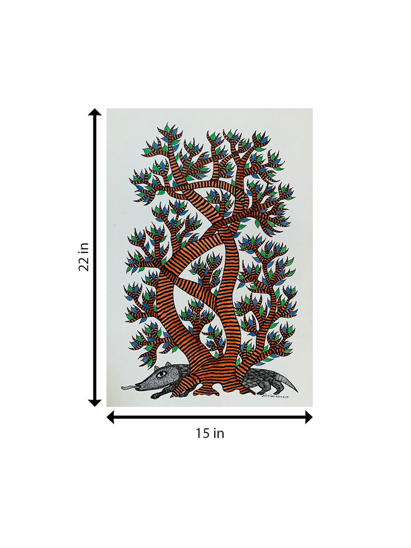 Ped Aur Goh – Gond Art by Saroj Venkat Shyam for Sale