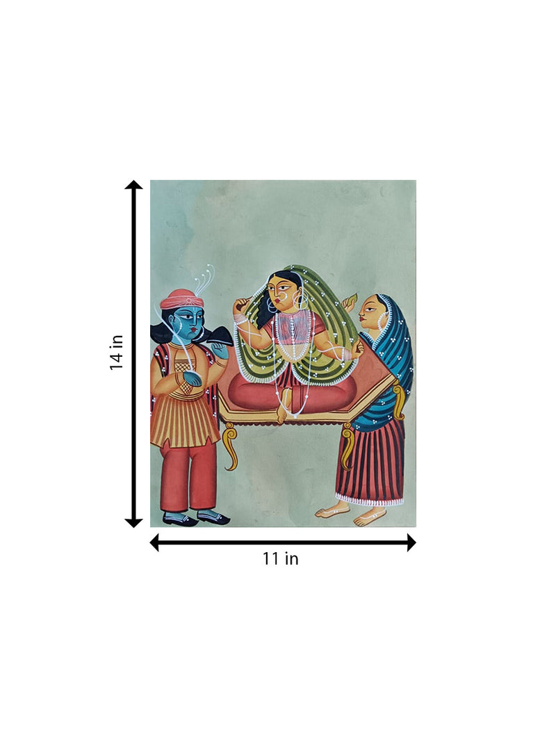 Queen on her Throne In Kalighat by Hasir Chitrakar for Sale