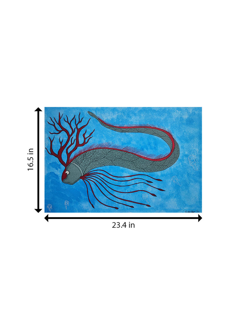 Ropehead fish and jelly fish in Gond by Sandeep dhurve For Sale