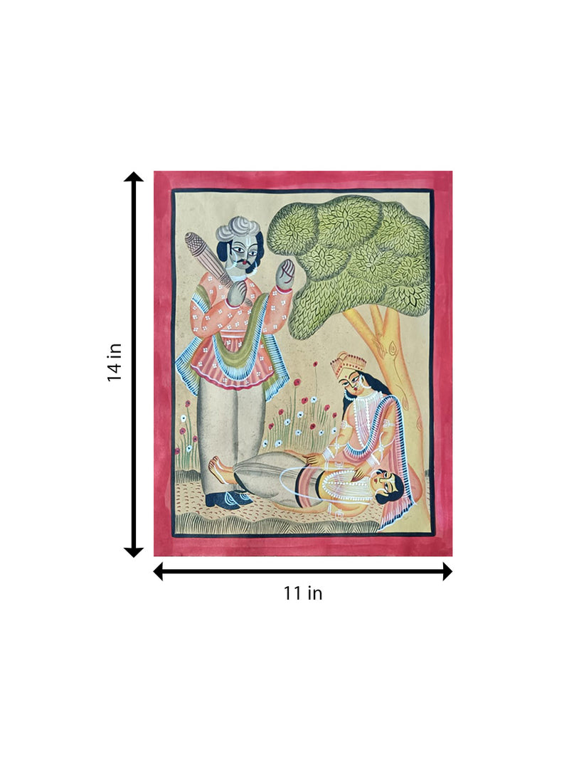 Savitri Satyavan With Yamraj In Kalighat by Manoranjan Chitrakar for Sale