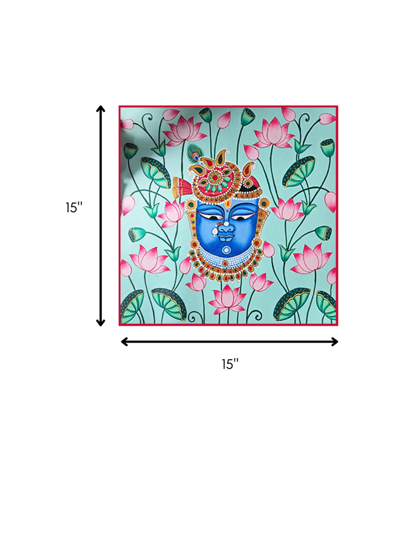 Shrinathji and Lotus In Pichwai by Shehzaad Ali Sherani for Sale