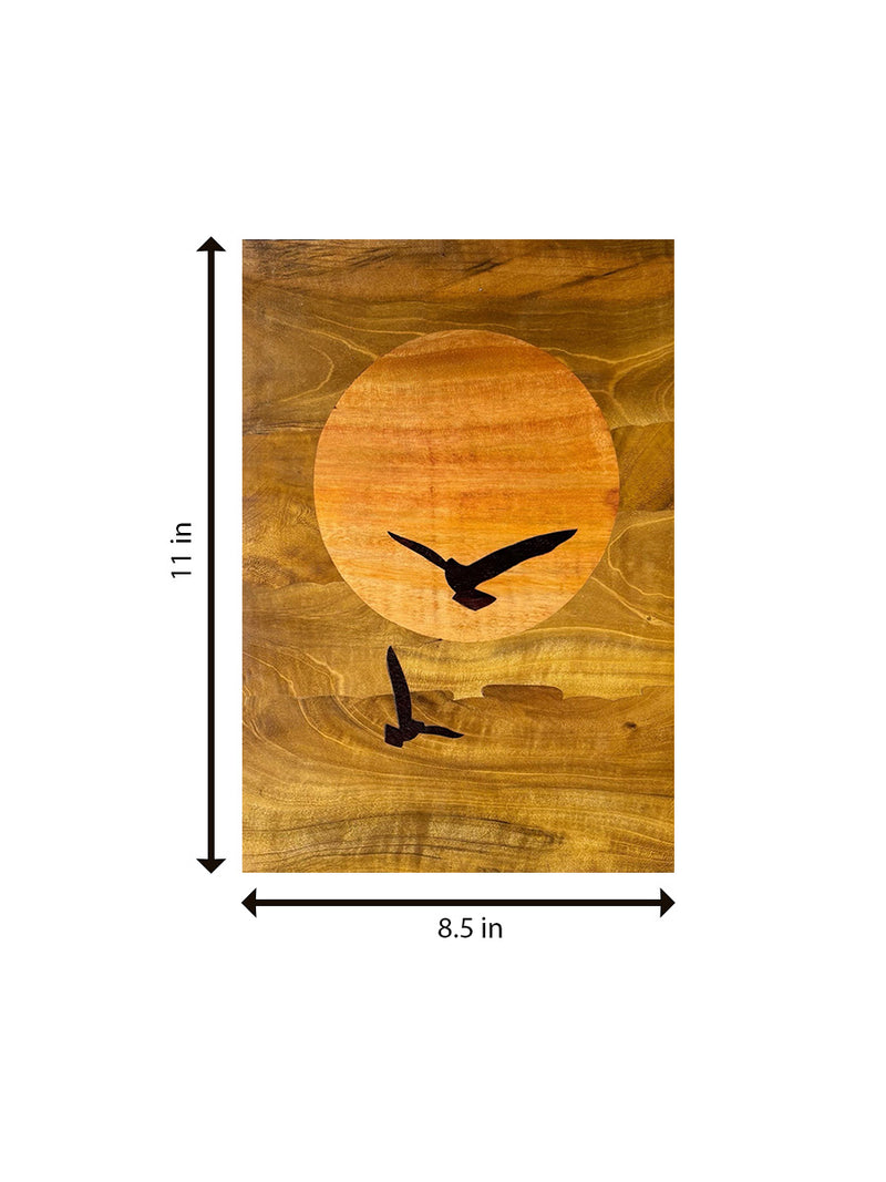 Sun and the Birds in Wood Inlay by Mohan Kumar