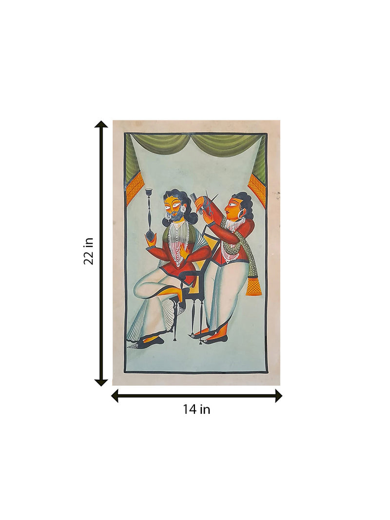 The Barber's Craft: Masterful Transformations in Kalighat by Sonali Chitrakar for sale