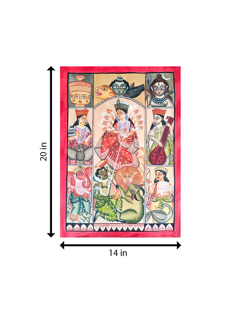 The Indian Deities in Kalighat by Hasir Chitrakar art for Sale