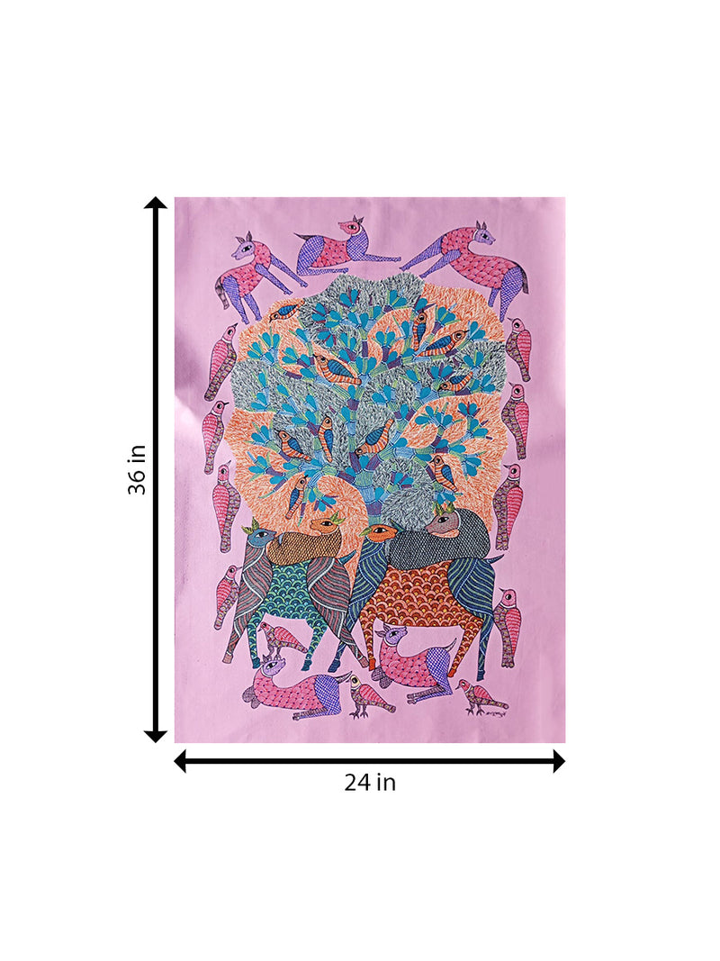 The Nature's Collage in Gond by Braj Bhooshan Dhurweyfor Sale