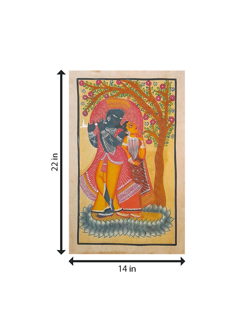 The eternal union : Tapestry of Divine embrace Khalighat Painting by Sonali Chitrakar