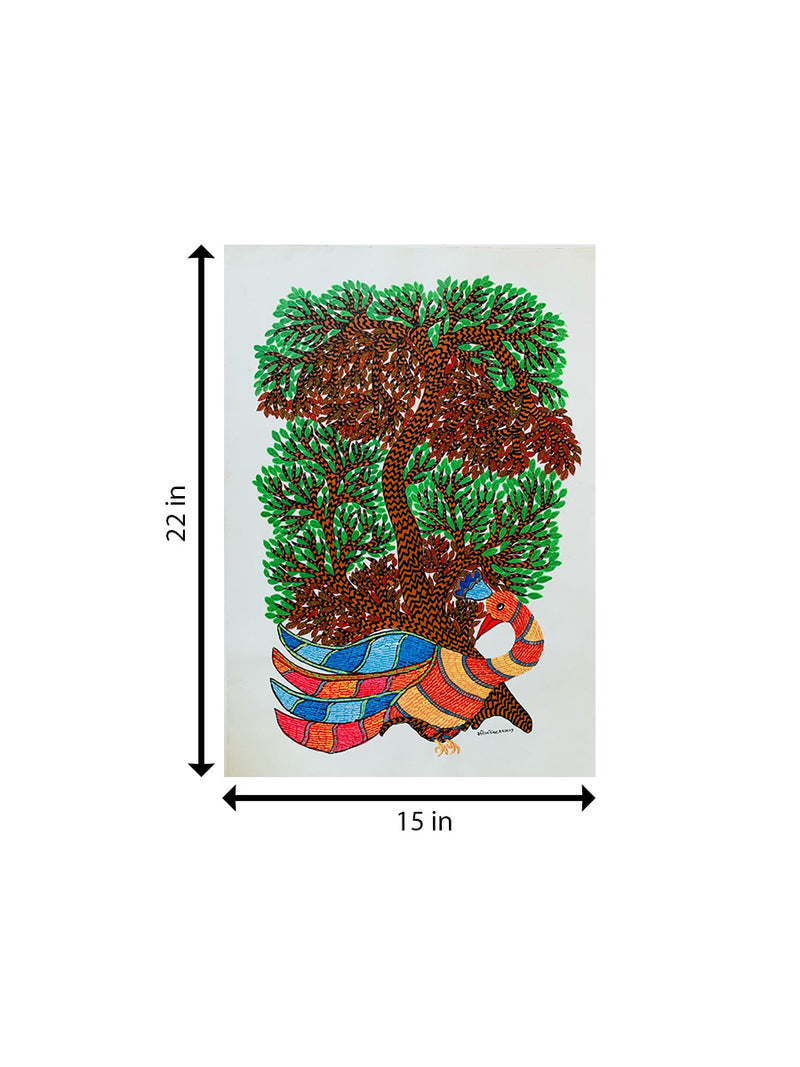 Buy Tree Peacock – Gond Art by Saroj Venkat Shyam