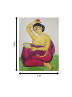 Woman admiring her beauty In Kalighat by Anwar Chitrakar artwork