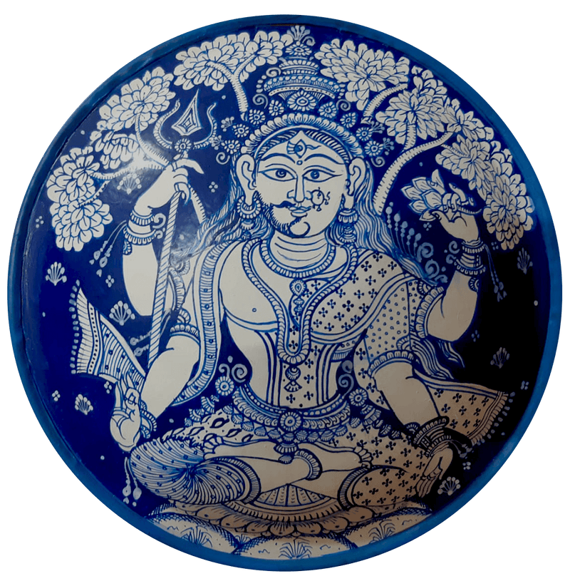 Harmonizing Divinity: Monochromatic Ardhanareshwar Pattachitra Plates by Apindra Swain