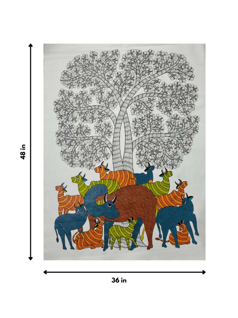 A Forest Gathering: A Gond Painting by Choti Tekam