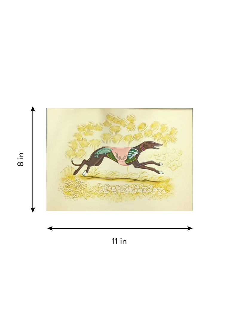 A Hound's Leap In Mughal Miniature by Mohan Prajapati