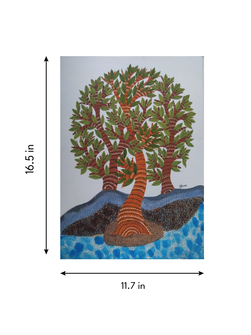 Blossoming Trees in Gond by Sukhiram Maravi