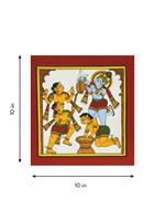 Divine Leelas of Lord Krishna: Stealing of Butter in Phad painting by Kalyan Joshi
