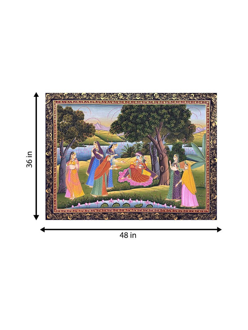Eternal Bliss: Radha and Lord Krishna in Vrindavan in Pichwai by Naveen Soni