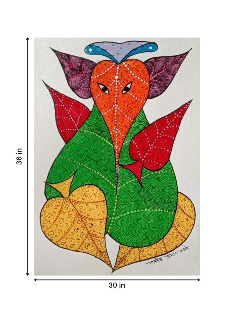 Buy Ganesha Gond Painting Online | Gond Art for Sale | Paintings
