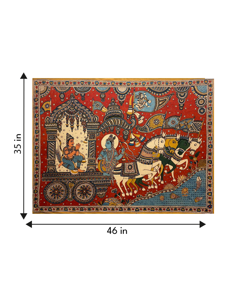 Geeta Updesh in Kalamkari in Kalamkari Kalamkari Painting by Siva Reddy