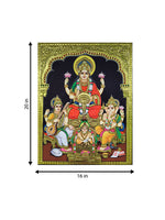 Goddess Lakshmi with Ganesha and Saraswati in Tanjore by Sanjay Tandekar