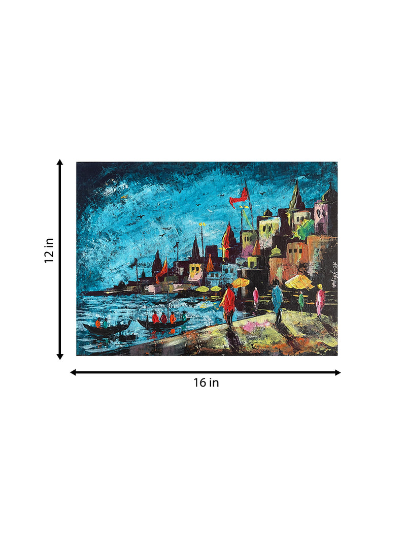 Hues of the Ganges: Varanasi Ghat in Acrylic by Ashish Kumar Mishra