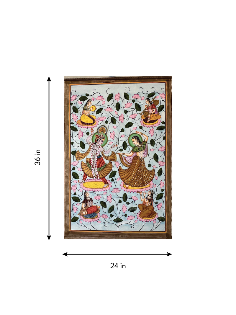 Krishna Raas with Radha and Gopis in Pichwai by Naveen Soni