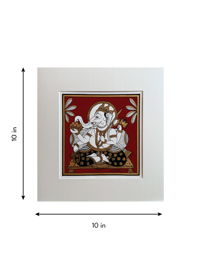 Lord Ganesha: The Remover of Obstacles in  Phad Painting by Kalyan Joshi