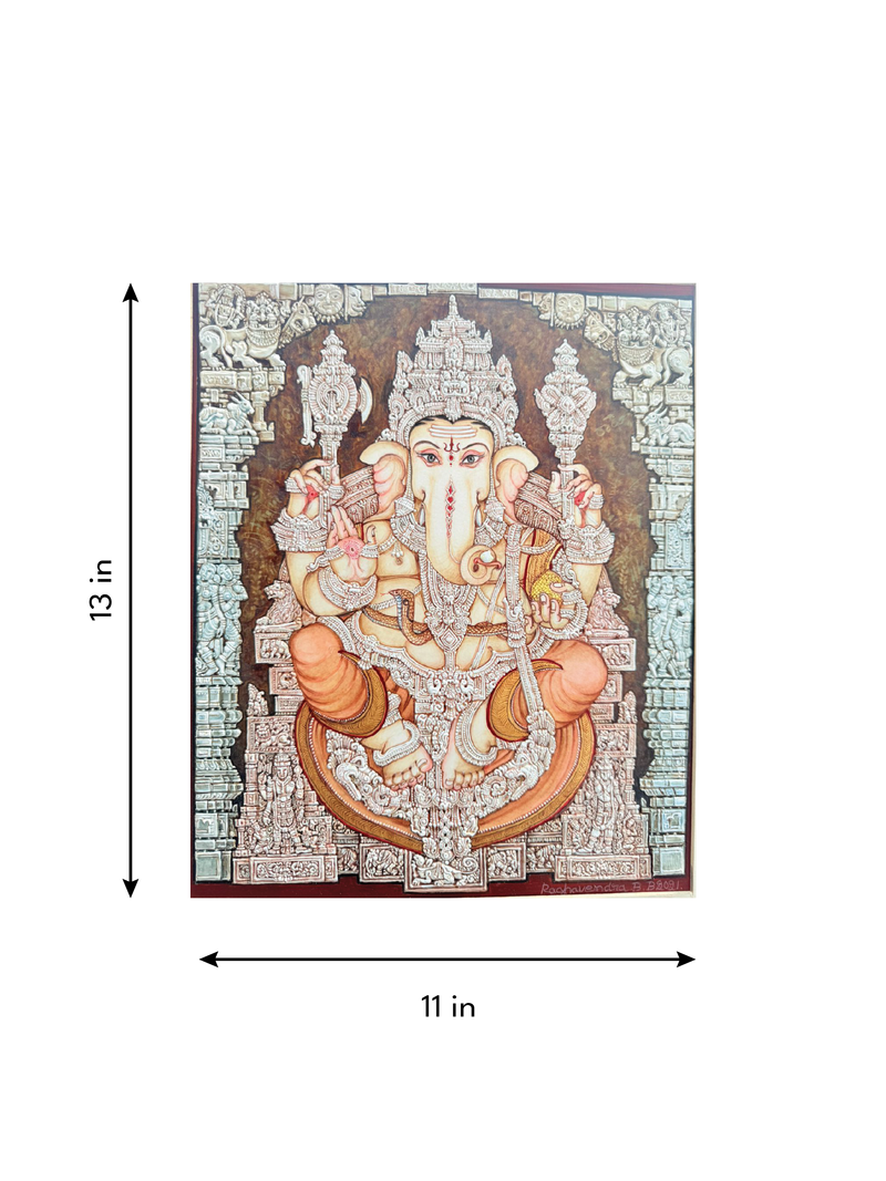 Lord Ganesha's Blessings in Mysore art by Raghavendra B B