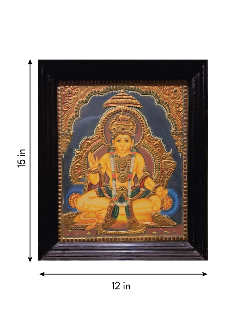 Lord Hanuman: The Wise Monkey God in Tanjore by Sheratone Antique Arts