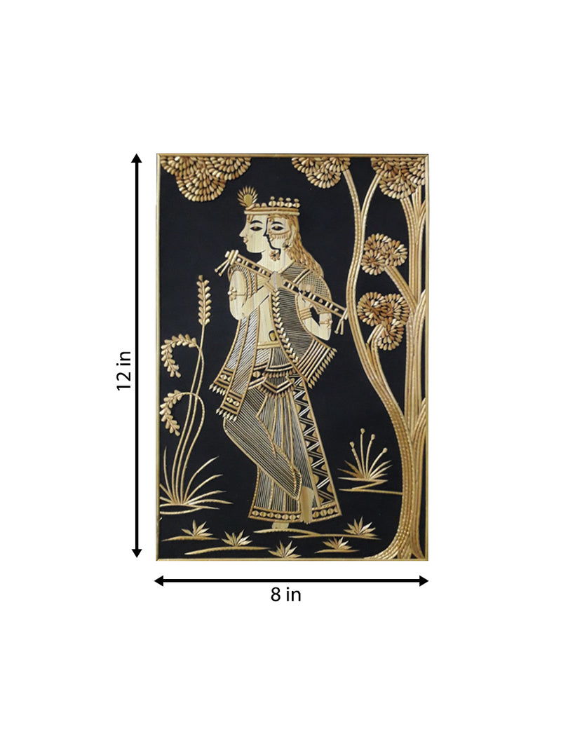 Lord Krishna and Radha In Sikki Grass Artwork by Dhirendra Kumar