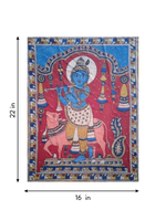Lord Krishna and the Sacred Cow in Kalamkari by Siva Reddy