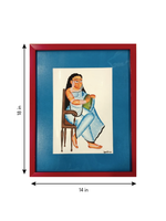 Nayika (Heroine) Adjusting her Bracelet in Kalighat by Uttam Chitrakar