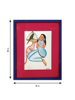 Nayika (Heroine) with Bird and Animal in Kalighat by Uttam Chitrakar