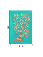 Peacock and Tree in Gond by Kailash Pradhan