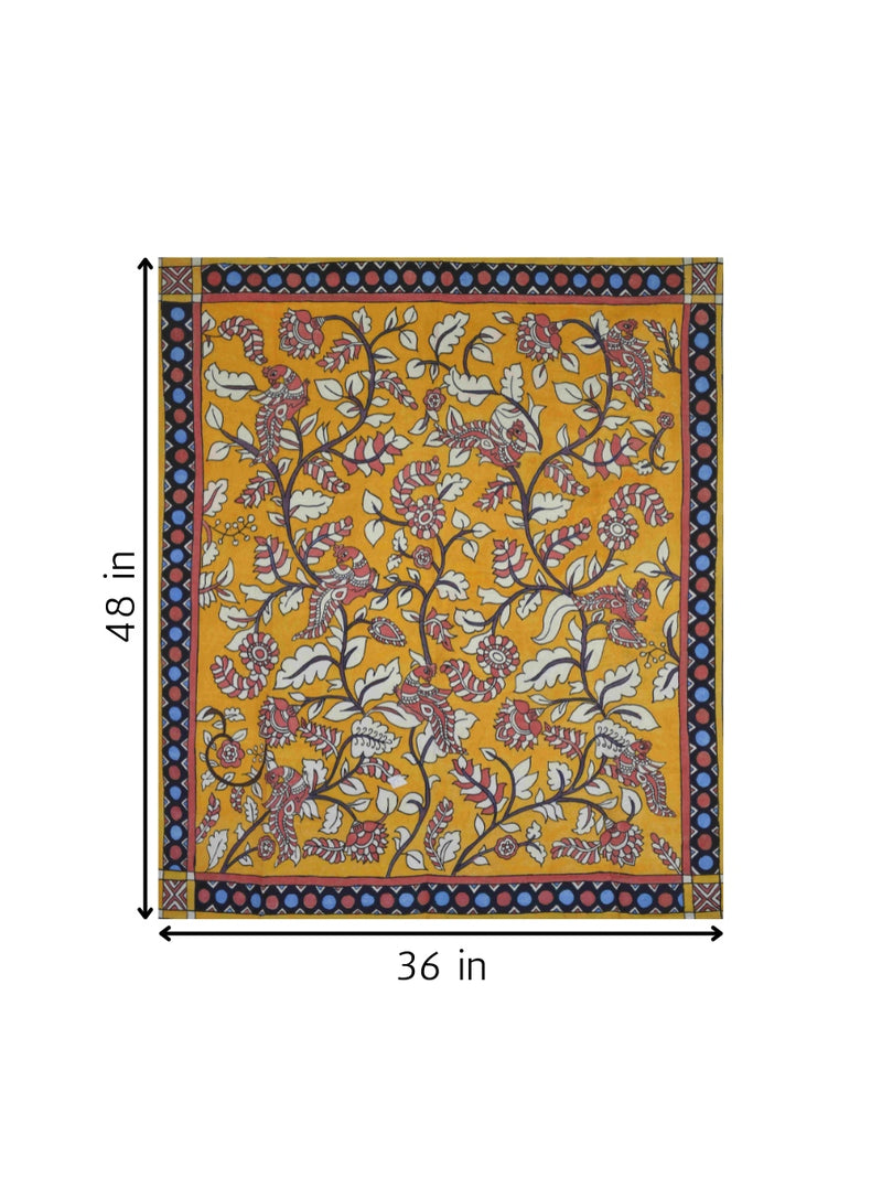 Peacocks Amidst Blossoms in Kalamkari by K. Lakshminarayan