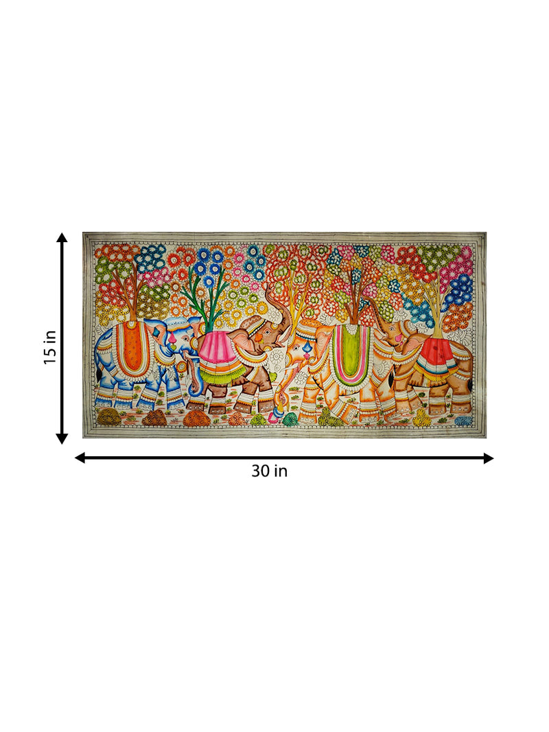 Procession of Royal Elephants Amidst Nature in Tholu Bommalata by Sindhe Siva