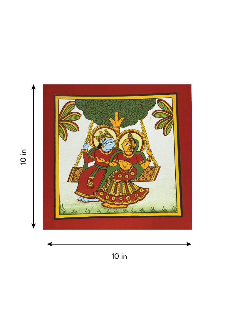 Swing of Divine Love: Lord Krishna and Radha in Phad by Kalyan Joshi
