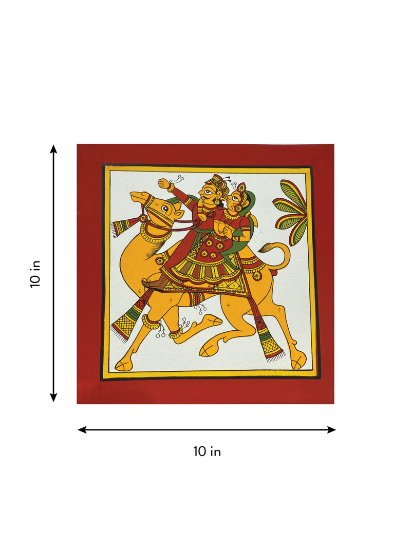 The Camel Ride: King and Queen in Phad Painting by Kalyan Joshi