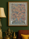 The Dance of Nature: Tree of life with Peacocks and Parrots in Kalamkari by Harinath N for sale