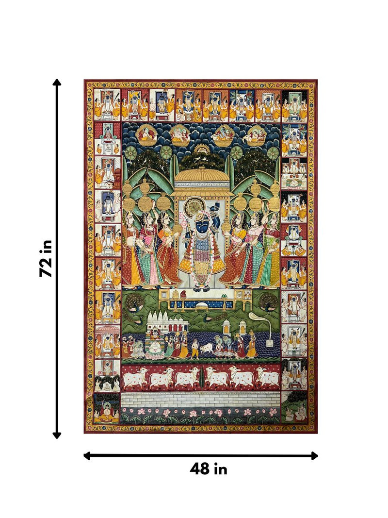 The Divine Leelas of Lord Krishna: A Pichwai by Naveen Soni