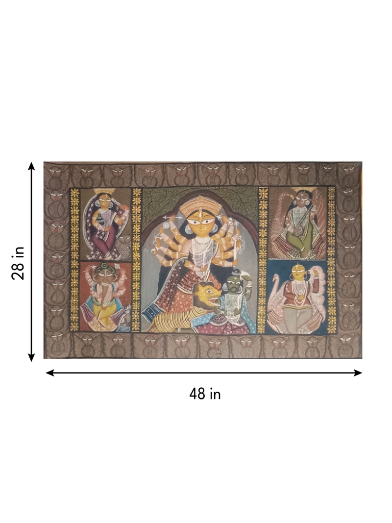 The Festival of Shakti: Along with Lord Ganesha and Kartikeya in Kalighat and Pattachitra Art by Sonali Chitrakar