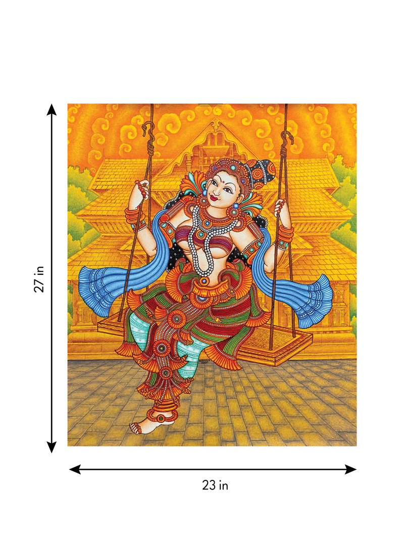 The Girl on the Swing in Kerala Mural by Adarsh